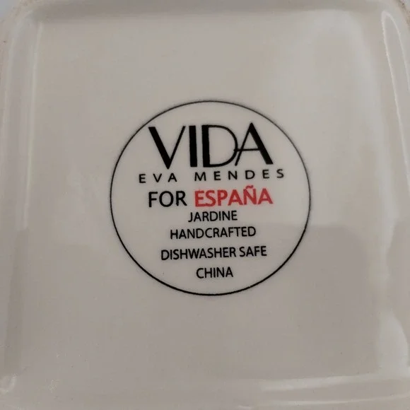 Set of 2 Vida Eva Mendes for España "Jardine" Square Handcrafted Snack Bowls 5" - Picture 7 of 9